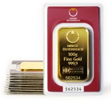 Otevřete Münze Österreich 100 gramů - Investiční zlatý slitek - Set 10ks slitků